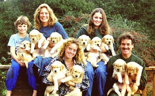 The Vissell family in 1997 with their first litter of Golden Retrievers, their family hobby. The Vissell family in 1997 with their first litter of Golden Retrievers, their family hobby.