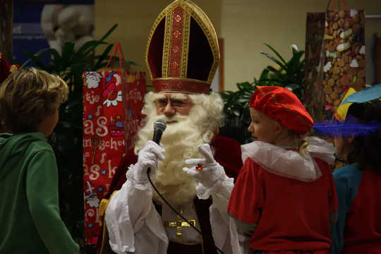 The Dutch figure Sinterklaas looks a lot like Santa. The Dutch figure Sinterklaas looks a lot like Santa.