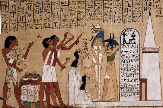Ancient Egyptian manuscript written and drawn on papyrus, dating to 1275 B.C. Ancient Egyptian manuscript written and drawn on papyrus, dating to 1275 B.C.