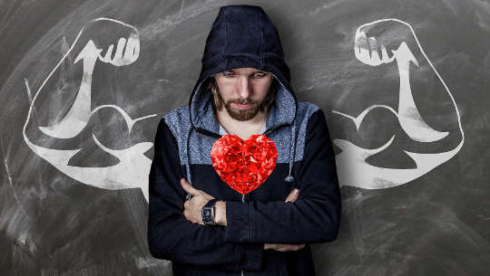 Where Is Your Strength? and How Can You Enhance It? man with flexed muscles and a big heart