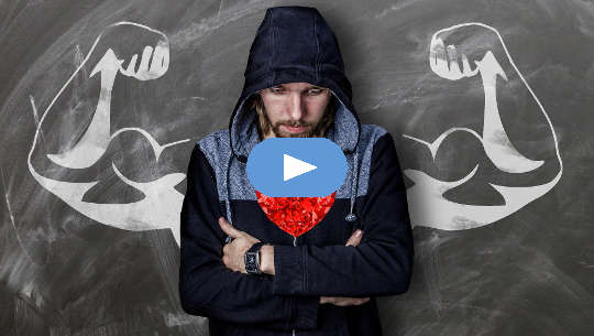 Where Is Your Strength? and How Can You Enhance It? man with flexed muscles and a big heart