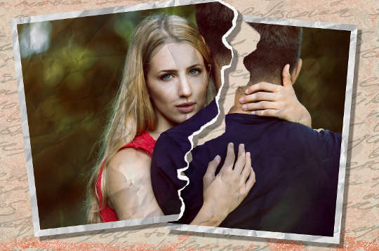 Collaborative Divorce: A Process and a Mind-set a photo , torn in two, of a couple hugging