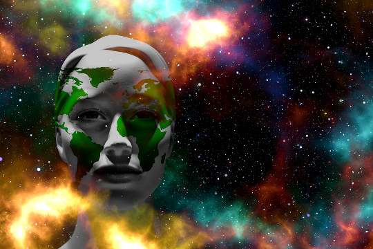 Grounding and Connecting with Mother Earth the face of mother earth with the universe in the background