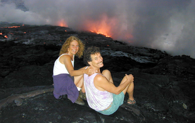 Living on the Edge: When Things Go Really Bad The authors sitting on a dried lava flow on the Big Island of Hawaii.