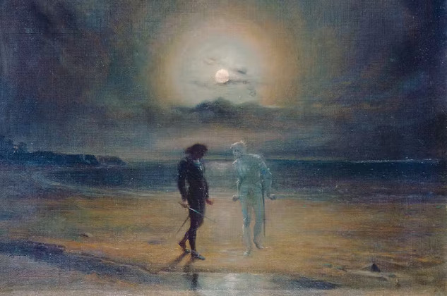 How 20th-Century Philosophers Explained Ghosts An eerie yet academic scene featuring an old, dimly lit library, with ghostly figures faintly visible in the background.