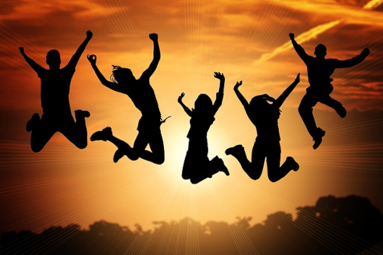 3 Ways to Have it All: Leading at Work, Loving at Home Picture of a happy family jumping up in the air. Image by Gerd Altmann from Pixabay.